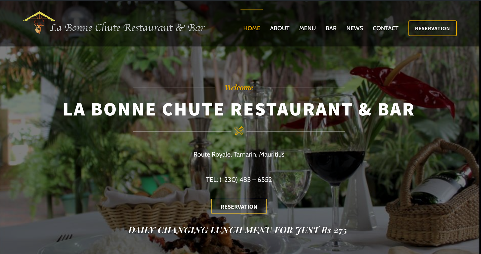 La Bonne Chute Restaurant, Dinner in Mauritius